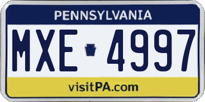PA license plate MXE4997