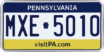 PA license plate MXE5010