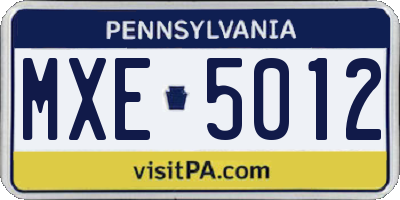 PA license plate MXE5012