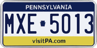 PA license plate MXE5013