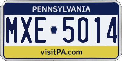 PA license plate MXE5014