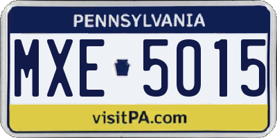 PA license plate MXE5015