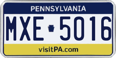 PA license plate MXE5016