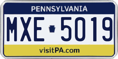 PA license plate MXE5019