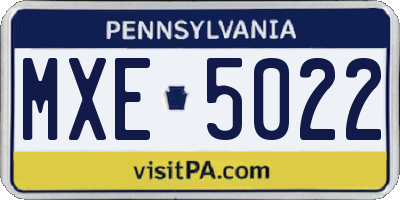 PA license plate MXE5022