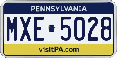 PA license plate MXE5028