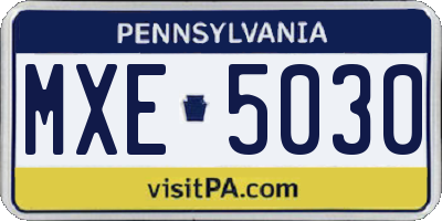 PA license plate MXE5030