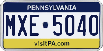PA license plate MXE5040