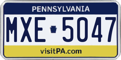 PA license plate MXE5047