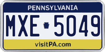 PA license plate MXE5049