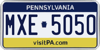 PA license plate MXE5050