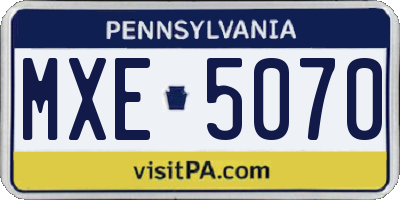 PA license plate MXE5070