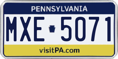 PA license plate MXE5071