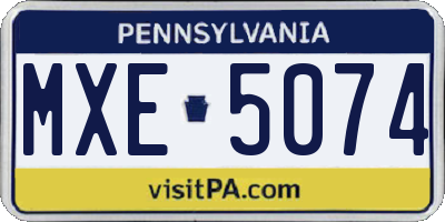 PA license plate MXE5074