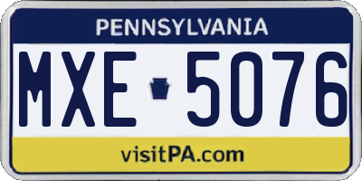 PA license plate MXE5076