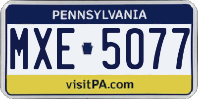 PA license plate MXE5077