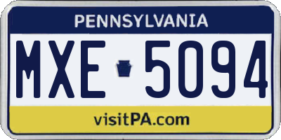 PA license plate MXE5094
