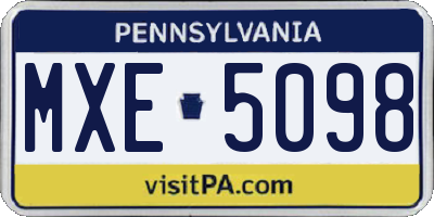 PA license plate MXE5098