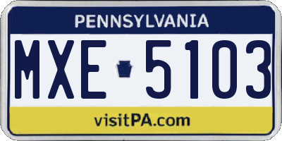 PA license plate MXE5103