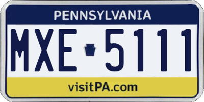 PA license plate MXE5111