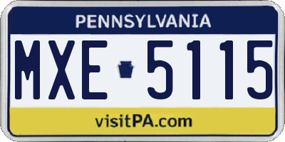 PA license plate MXE5115
