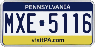 PA license plate MXE5116