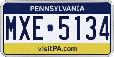PA license plate MXE5134