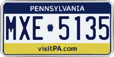 PA license plate MXE5135