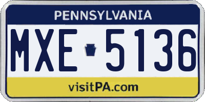 PA license plate MXE5136