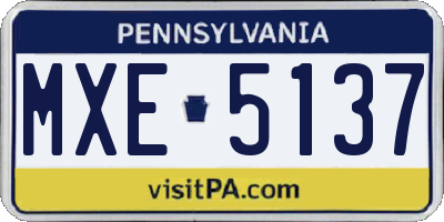 PA license plate MXE5137