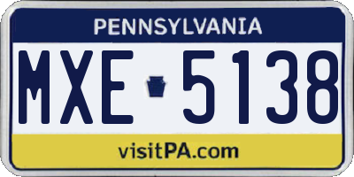 PA license plate MXE5138