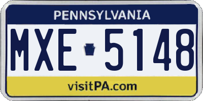 PA license plate MXE5148