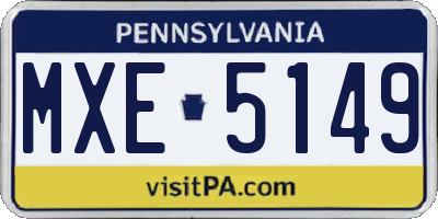 PA license plate MXE5149