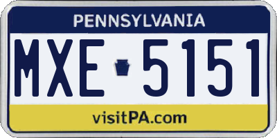 PA license plate MXE5151