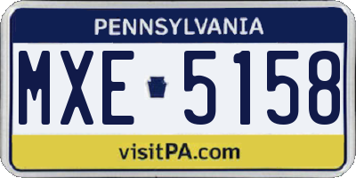 PA license plate MXE5158