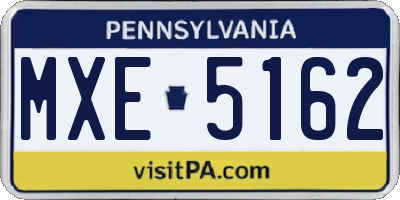 PA license plate MXE5162