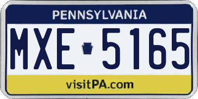PA license plate MXE5165