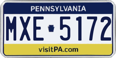 PA license plate MXE5172