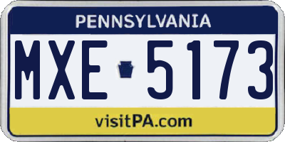 PA license plate MXE5173