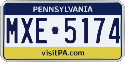PA license plate MXE5174