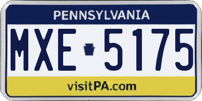 PA license plate MXE5175