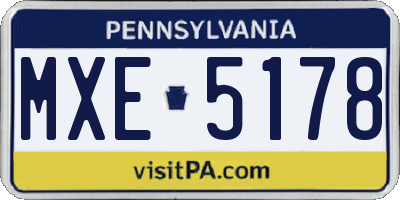 PA license plate MXE5178