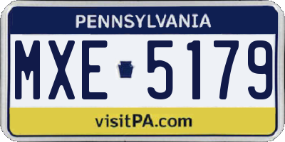PA license plate MXE5179