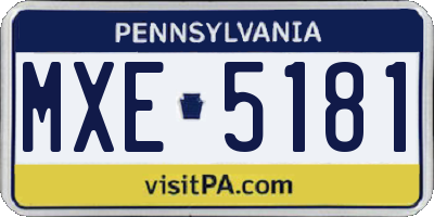 PA license plate MXE5181