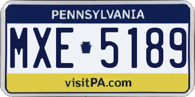 PA license plate MXE5189