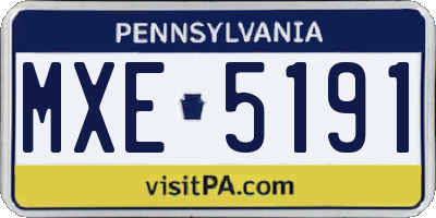 PA license plate MXE5191