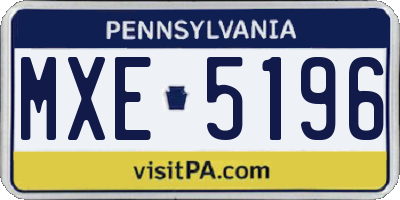 PA license plate MXE5196