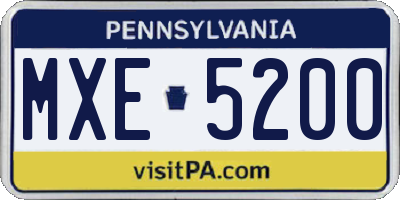 PA license plate MXE5200