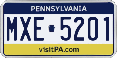 PA license plate MXE5201