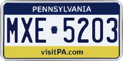 PA license plate MXE5203